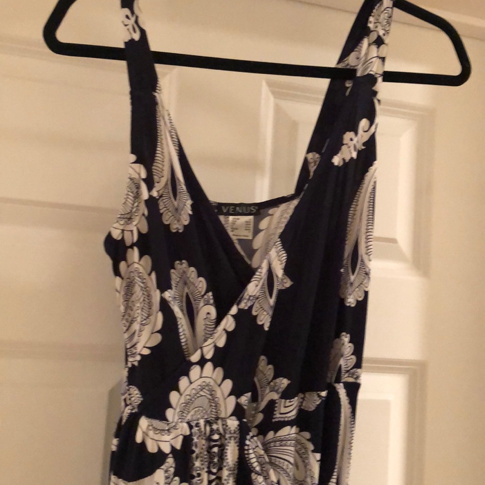 Navy and white maxi dress